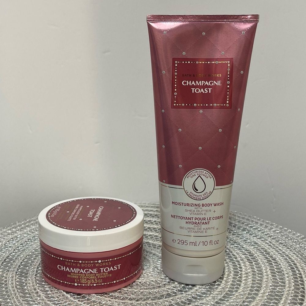 BBW Champagne Toast Whipped Body Butter and Body Wash Set of 2 NWT